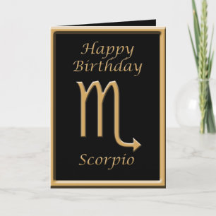 Scorpio Guld Symbol Black Birthday Greeting Card Kort