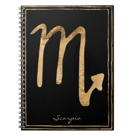 Scorpio hammered guld stilized astrologisymbol anteckningsbok