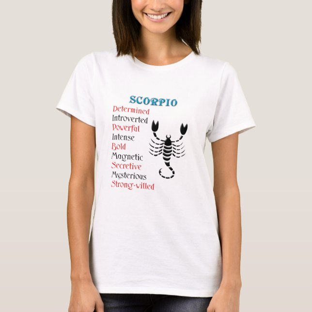 Scorpio Horoscope Zodiac-tecken Tee Shirt (Framsida)