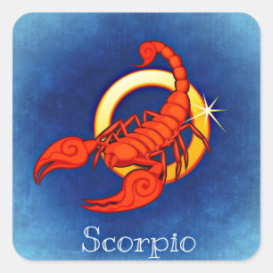 Scorpio i Blue Fyrkantigt Klistermärke