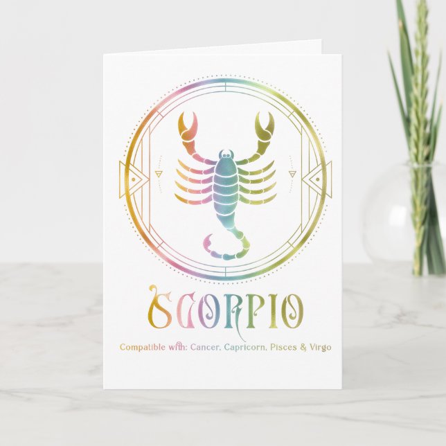Scorpio-kompatibilitetskort för födelsedagshälsnin kort (Framsida)
