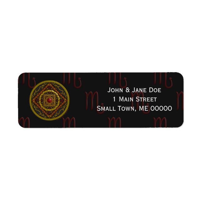 Scorpio Mandala-adressetikett Returadress Etikett (Framsidan)