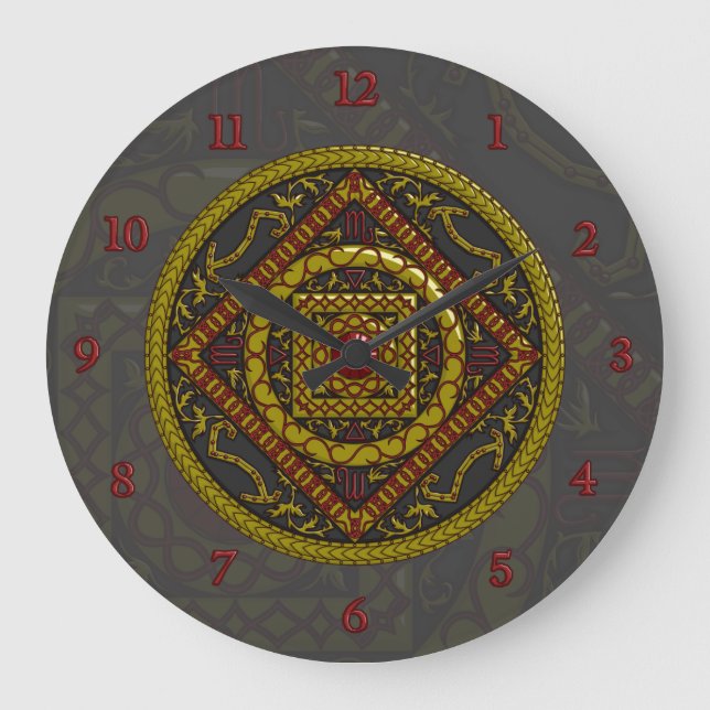 Scorpio Mandala Clock Stor Klocka (Framsida)