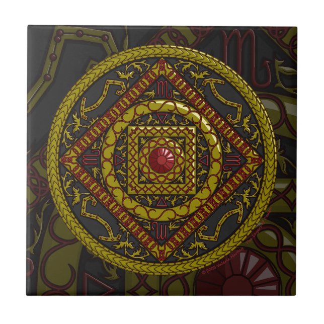 Scorpio Mandala Tile Kakelplatta (Framsidan)