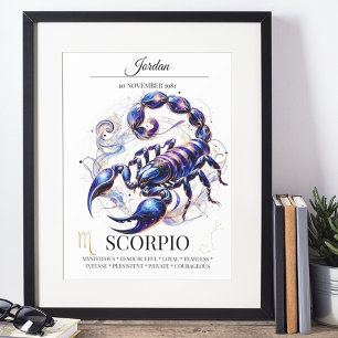 Scorpio Personlig Elegant Zodiac Watercolor Poster