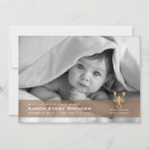 Scorpio Photo Birth Announcement Card Meddelande