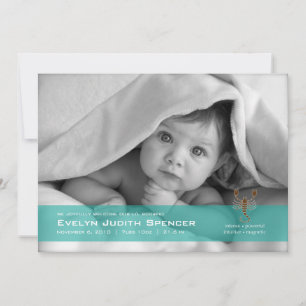 Scorpio Photo Birth Announcement Card Meddelande