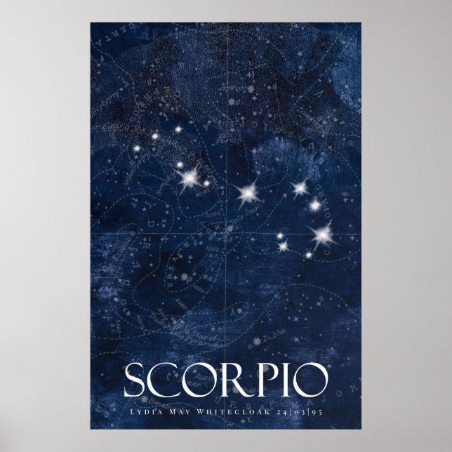 Scorpio Poster med namn, stjärntecken zodiak (Framsidan)