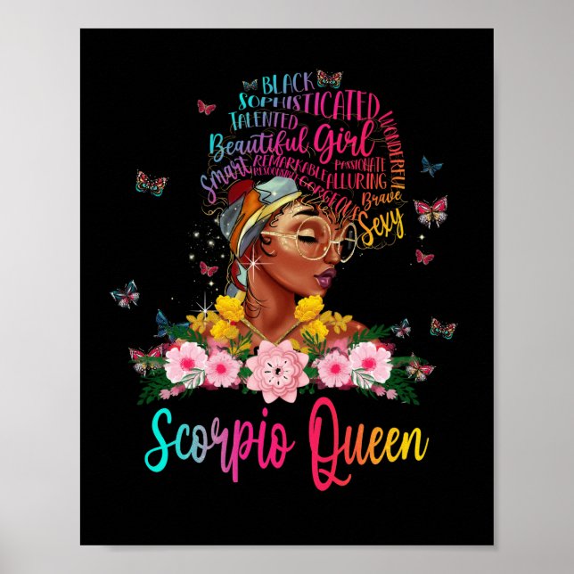 Scorpio Queen Black Women Persistent Vacker Poster (Framsidan)