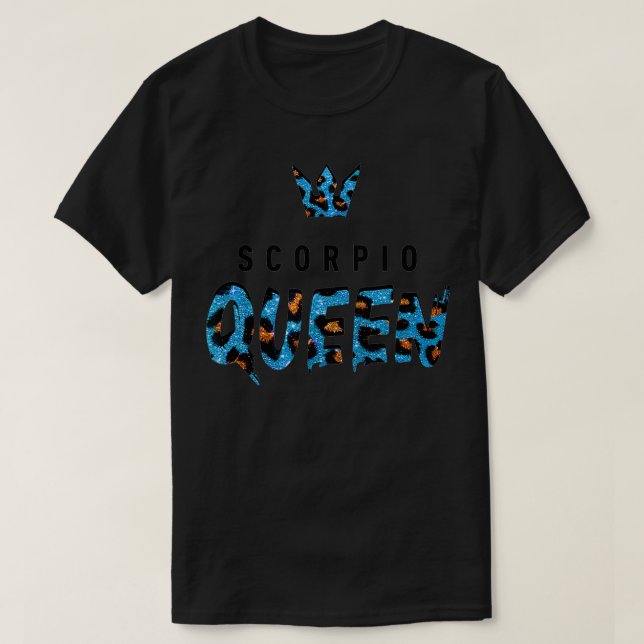 Scorpio Queen Blue LeopardCheetah Scorpio Birthda T Shirt (Design framsida)