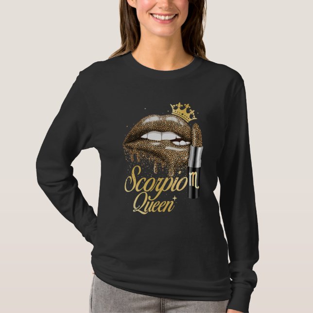 Scorpio Queen Zodiac Sign Horoscope Birthday T Shirt (Framsida)