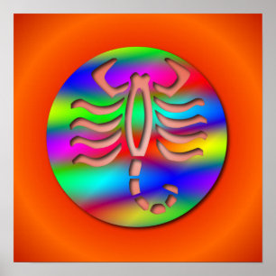 Scorpio Rainbow Färg Zodiac Skorpion Poster