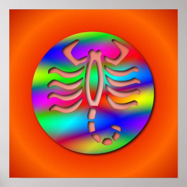 Scorpio Rainbow Färg Zodiac Skorpion Poster (Framsidan)