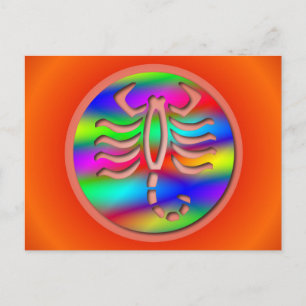 Scorpio Rainbow Färg Zodiac Skorpion Vykort