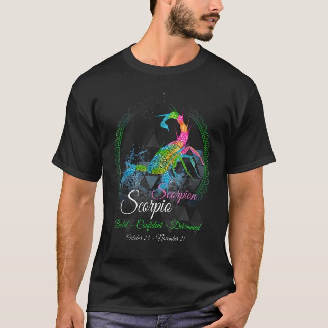 Scorpio Retro Sunset Zodiac Sign Birthday T Shirt (Framsida)