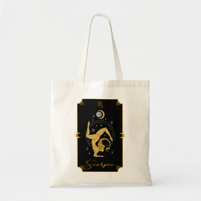 Scorpio Saucy Signs Astrological Tote Bag Tygkasse (Framsidan)