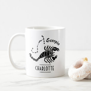 Scorpio Scorpion Constellation with Namn Birthday Kaffemugg