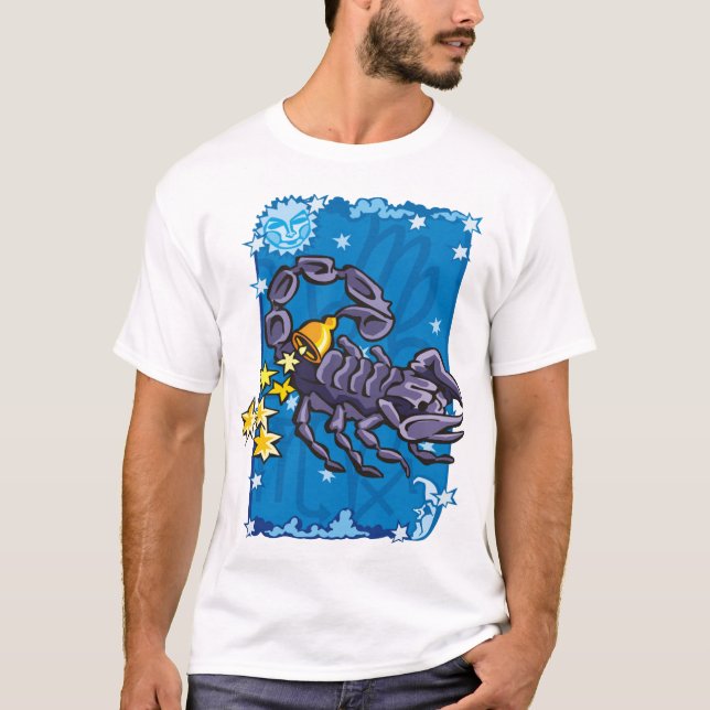 Scorpio Scorpion på natten himlar T Shirt (Framsida)