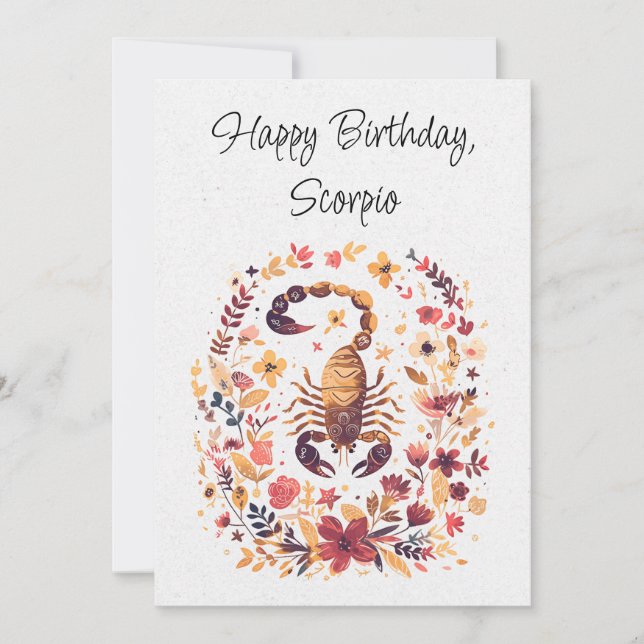 Scorpio Scorpion Zodiac Boho-Blommigt - platta kor (Framsida)