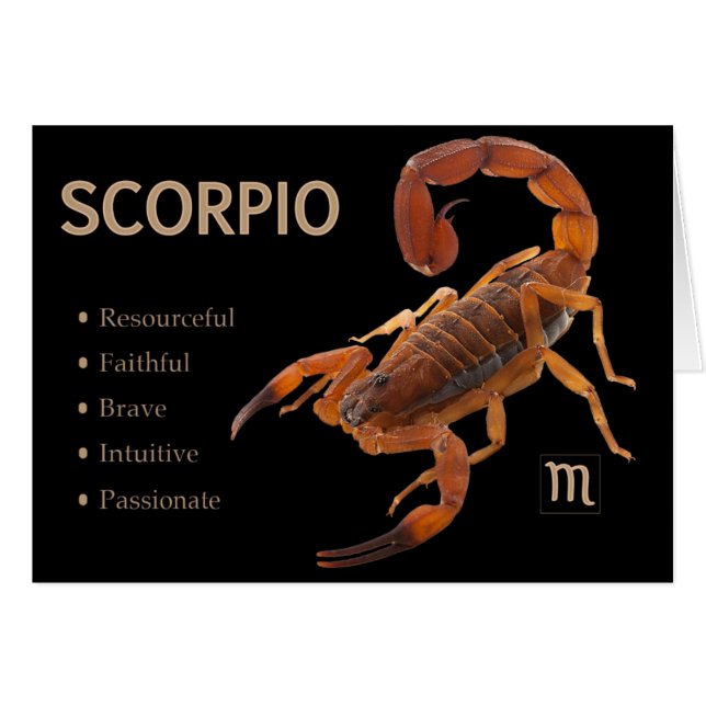 Scorpio-/ScorpionZodiackort med kännetecken Hälsningskort (Framsidan Horizontal)