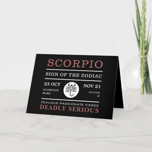Scorpio Sign of the Zodiac, Astrological Card Kort (Framsida)