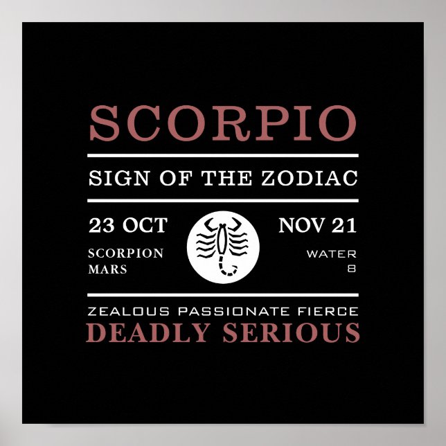 Scorpio Sign of the Zodiac, Astrological Poster (Framsidan)