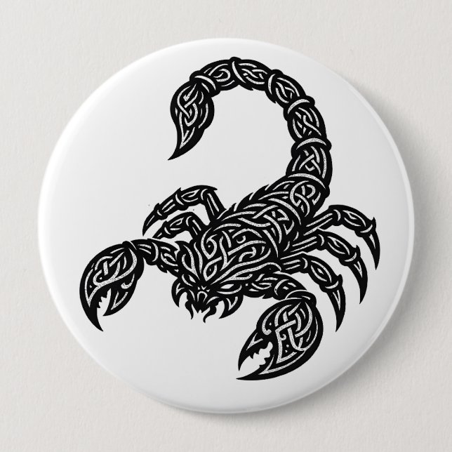 Scorpio Skorpion Sigil — Mythiskt Zodiakbläck Knapp (Framsida)