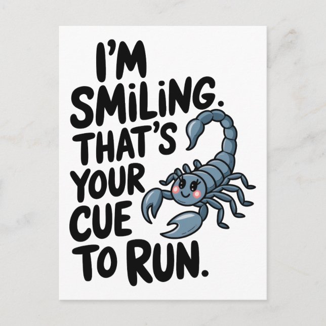 Scorpio Smile: Varning till Springa Vykort (Framsida)