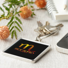 Scorpio Star Guld Fyrkantig Silverfärgad Nyckelring