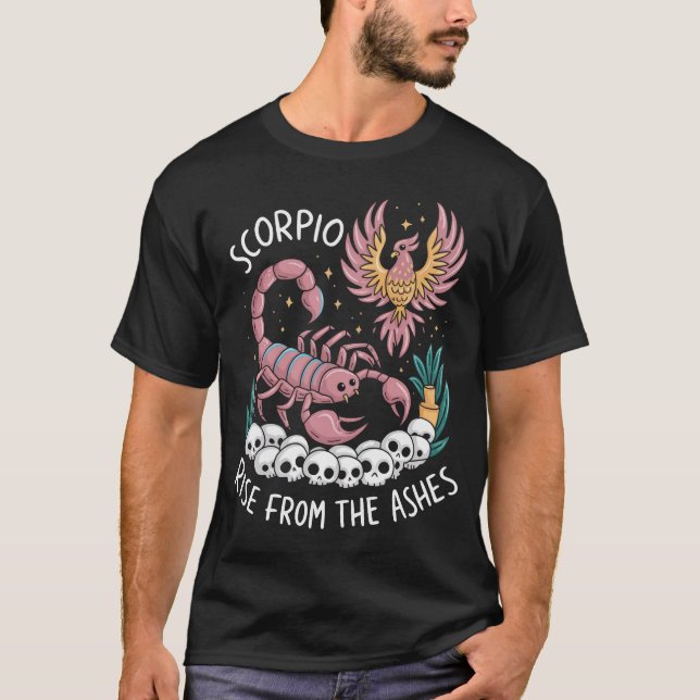 Scorpio Stigning: Phoenix of the Zodiac T Shirt (Framsida)