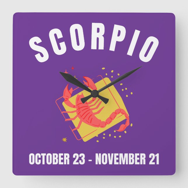 Scorpio stjärntecken fyrkantig klocka (Framsida)