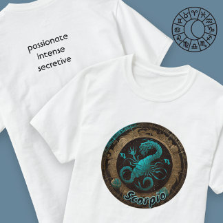 Scorpio Teal och Guld Watercolor Zodiac Manar appa T Shirt