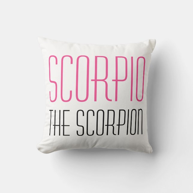 Scorpio Text Zodiac Initialer White Kudde (Framsida)