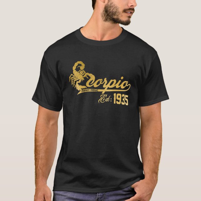 Scorpio The Scorpion Zodiac Fantastisk 1935 oktobe T Shirt (Framsida)