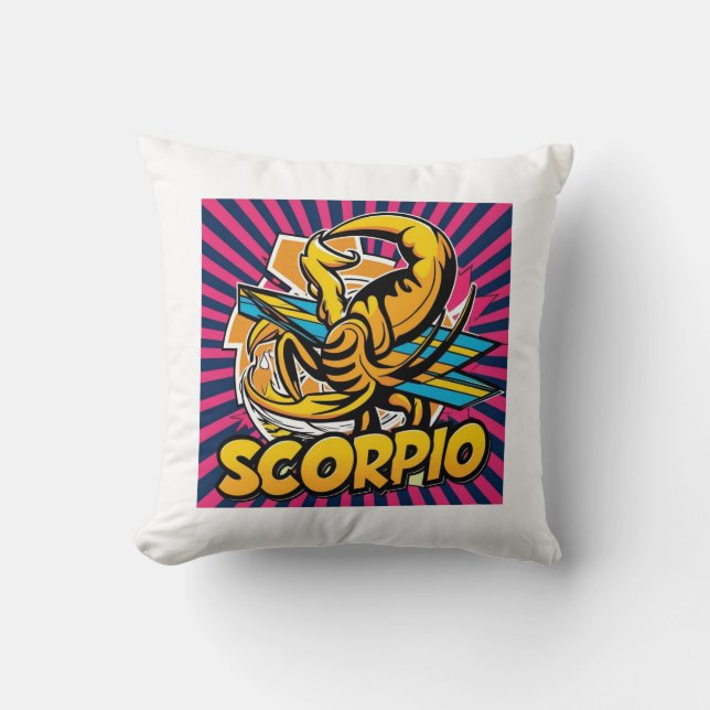 Scorpio Vibes Zodiac Design (Tecknaden Stil) Kudde (Framsida)