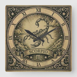 Scorpio Vintage Zodiac Wall Clock Fyrkantig Klocka
