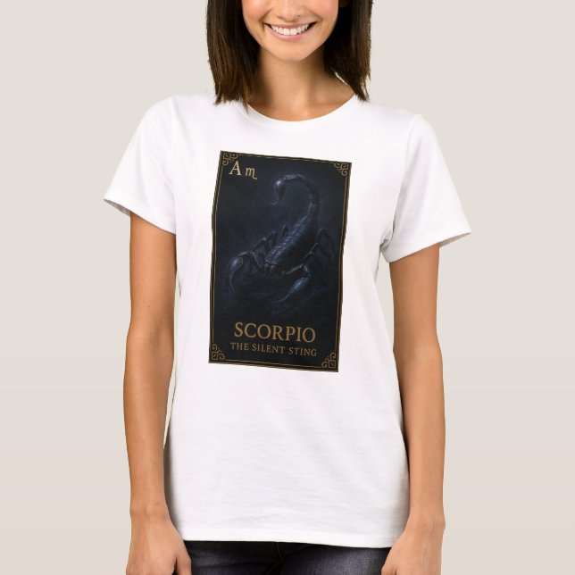 Scorpio Zodiac Art – Dark Celestial Scorpion T Shirt (Framsida)