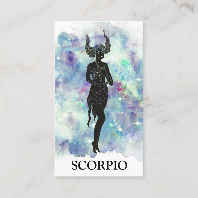 *~* SCORPIO Zodiac Astrology Läser blå skalning Visitkort (Framsida)