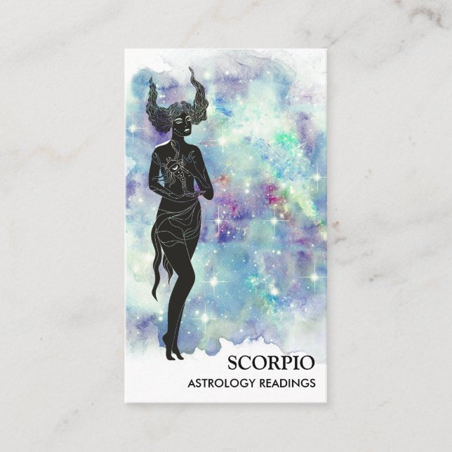 *~* SCORPIO Zodiac Astrology Läser blåfärgad sköld Visitkort (Framsida)