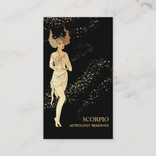 *~* SCORPIO Zodiac Astrology Läser svart Guld Visitkort