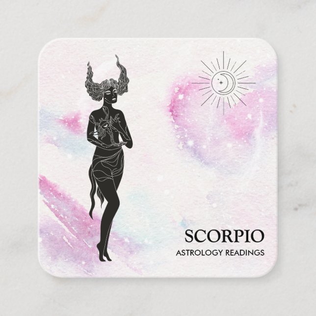 *~* SCORPIO Zodiac Astrology Läser Violet Blue Fyrkantigt Visitkort (Framsida)
