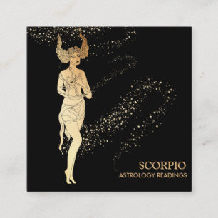 *~* SCORPIO Zodiac Astrology Läsning på svart Fyrkantigt Visitkort