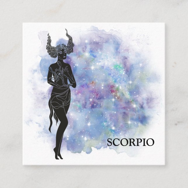 *~* SCORPIO Zodiac Astrology Läsning Rosa + Blue Fyrkantigt Visitkort (Framsida)