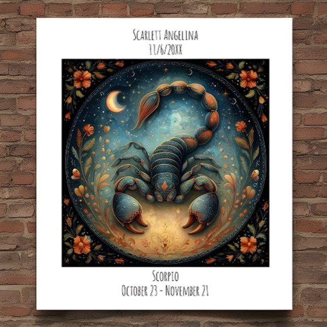 Scorpio Zodiac Astrology Name & Birthday Poster (Skapare uppladdad)