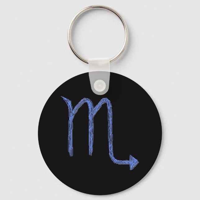 Scorpio. Zodiac Astrology-tecken. Blå. Nyckelring (Framsida)