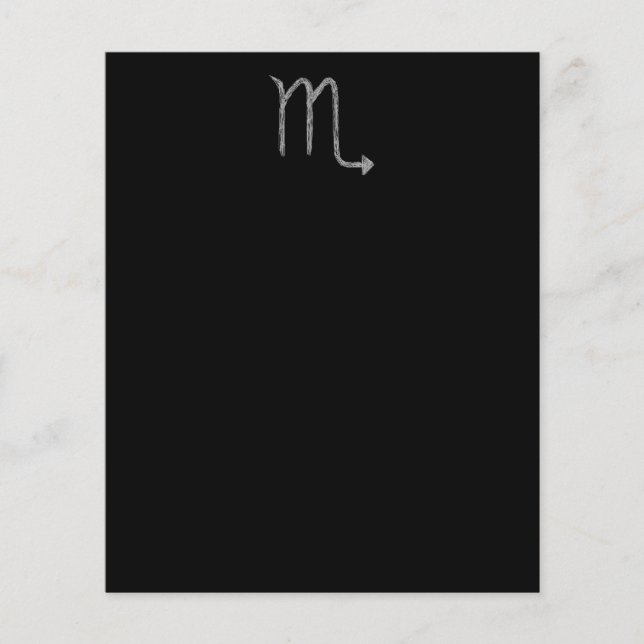 Scorpio. Zodiac Astrology-tecken. Svart. (Framsida)