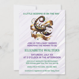 Scorpio Zodiac Baby Shower Lavender and Green Inbjudningar