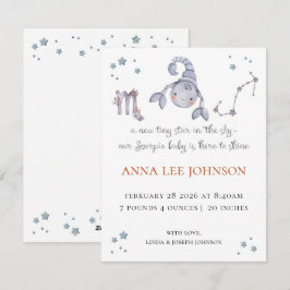 Scorpio Zodiac Birth Announcement Julkort