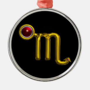 SCORPIO ZODIAC BIRTHDAY JEWEL Red Grenade Guld Julgransprydnad Metall