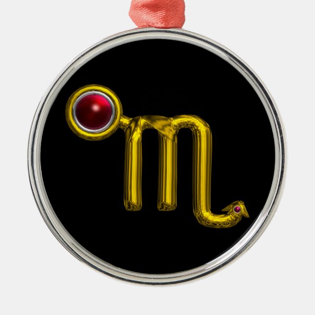 SCORPIO ZODIAC BIRTHDAY JEWEL Red Grenade Guld Julgransprydnad Metall (Framsidan)
